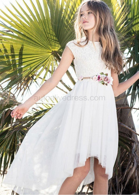 Ivory Flower Girl Dress With Flower Sash